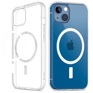iphone 13 transparent silicon magsafe case — crystal clear shockproof protection with magnetic ring for fast wireless charging