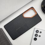 NY Original Carbon Fiber Case for Samsung Galaxy S25 Ultra – Premium Slim Armor Protection Back Cover, Shockproof Design, Raised Camera Guard, Orange Color ny original carbon fiber case for samsung galaxy s25 ultra – premium slim armor protection back cover, shockproof design, raised camera guard, gray color